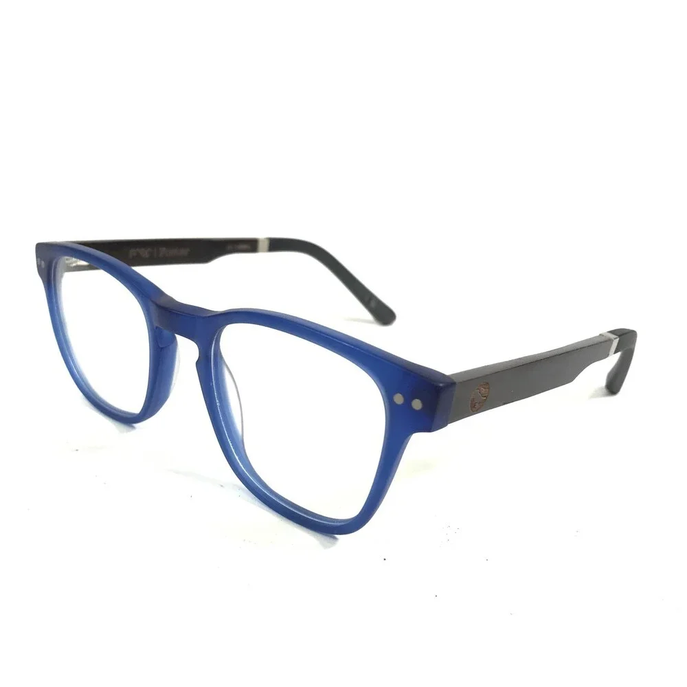 Proof Foster Eyeglasses Frames The World Awaits Brown Blue w/ Clip On Lenses